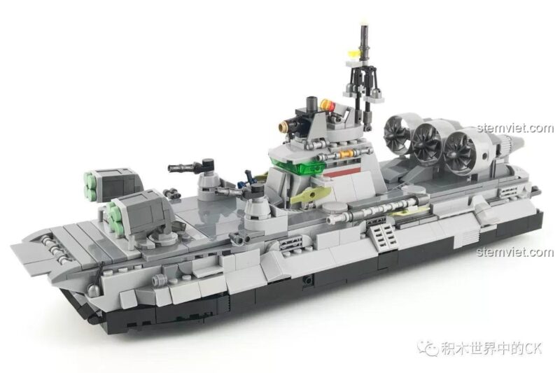 Mô hình Tàu Đệm Khí Bison hợp thể từ bộ lắp ráp SEMBO 12173, đồ chơi mô hình quân sự 4-in-1 cho bé trai 6 tuổi.
