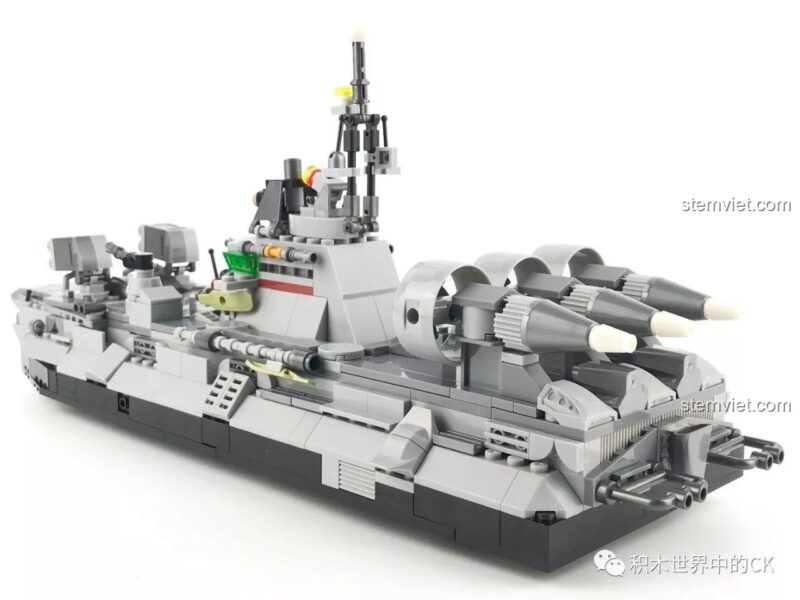 Mô hình Tàu Đệm Khí Bison hợp thể từ bộ lắp ráp SEMBO 12173, đồ chơi mô hình quân sự 4-in-1 cho bé trai 6 tuổi.