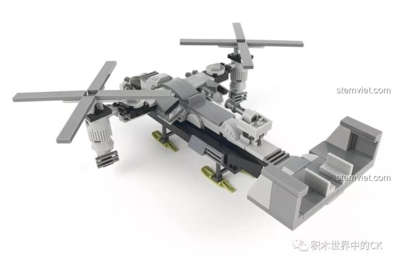 Mô hình Trực Thăng Cánh Nghiêng Tử Thần nhìn từ cạnh bên khác bộ lắp ráp SEMBO 12173 Đội Hải Quân Nộ Hải, đồ chơi xây dựng cho bé trai 6 tuổi.