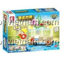 Đồ chơi lắp ráp SEMBO 1901 Quầy Bán Vé, mô hình công viên nước đại dương cho bé gái 6 tuổi, chi tiết sắc nét.