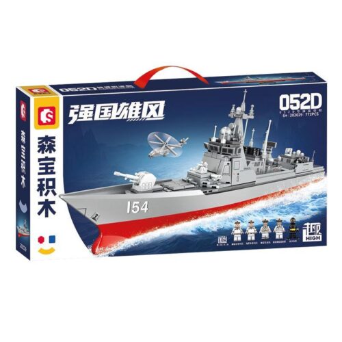 Hộp đồ chơi lắp ráp SEMBO 202029 Tàu Khu Trục Type 052D, mô hình tàu chiến tỉ lệ 1:300 cho bé trai 6 tuổi.