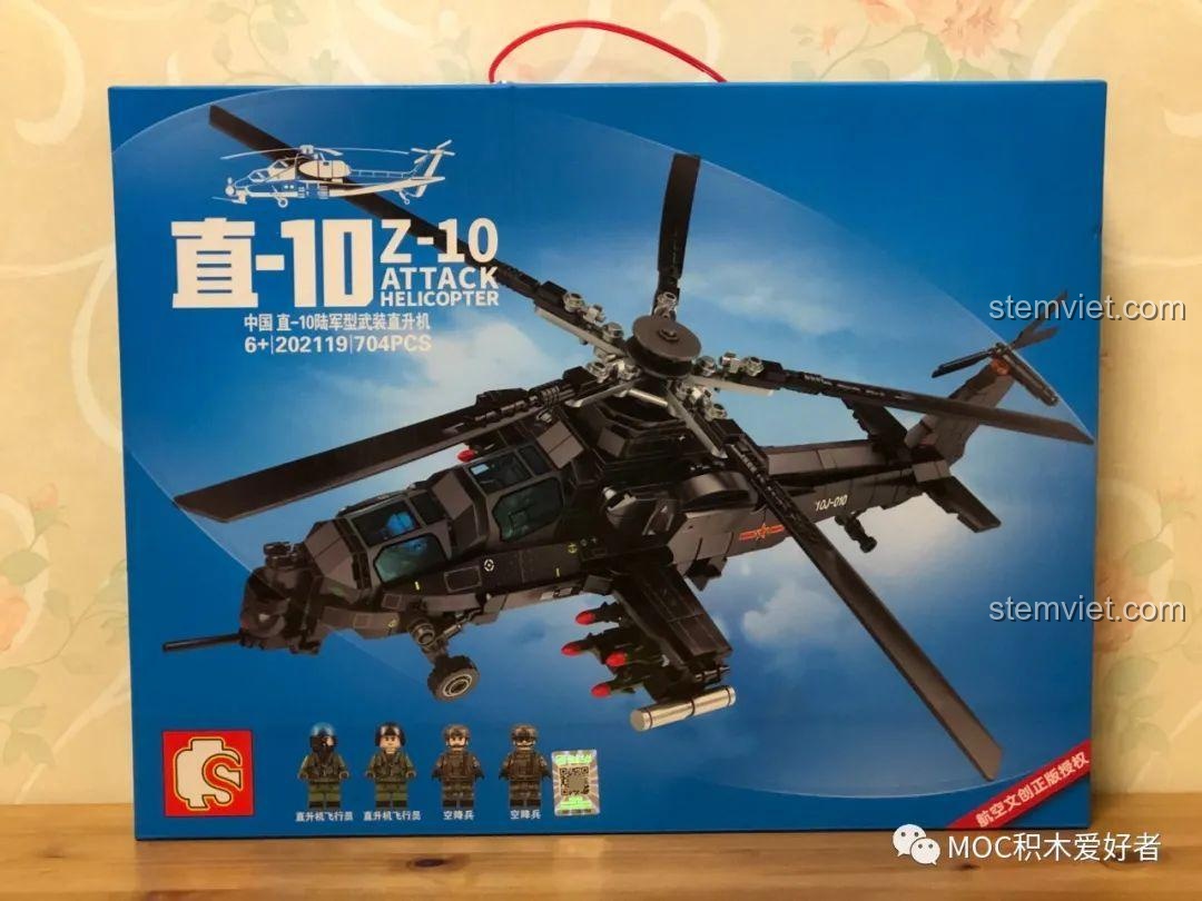 Hộp bộ lắp ghép Sembo 202119 Trực thăng tấn công Z-10, ảnh review người dùng chụp, chất lượng cao