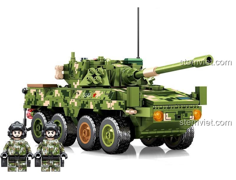 Bộ đồ chơi xây dựng Mô hình xe tăng ZTL-11 SEMBO 203143 kèm 2 minifigure lính, chất lượng tốt, đáng tiền cho bé trai.