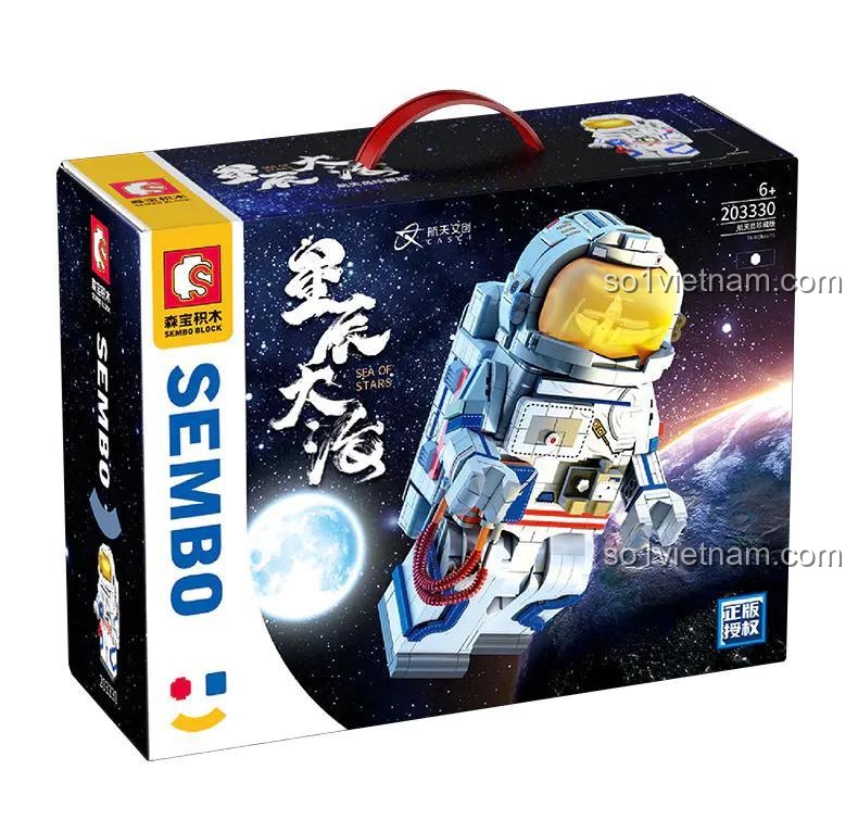 Hộp sản phẩm mô hình phi hành gia SEMBO 203330 Sea of Stars, đồ chơi lắp ráp STEM cho bé 6 tuổi