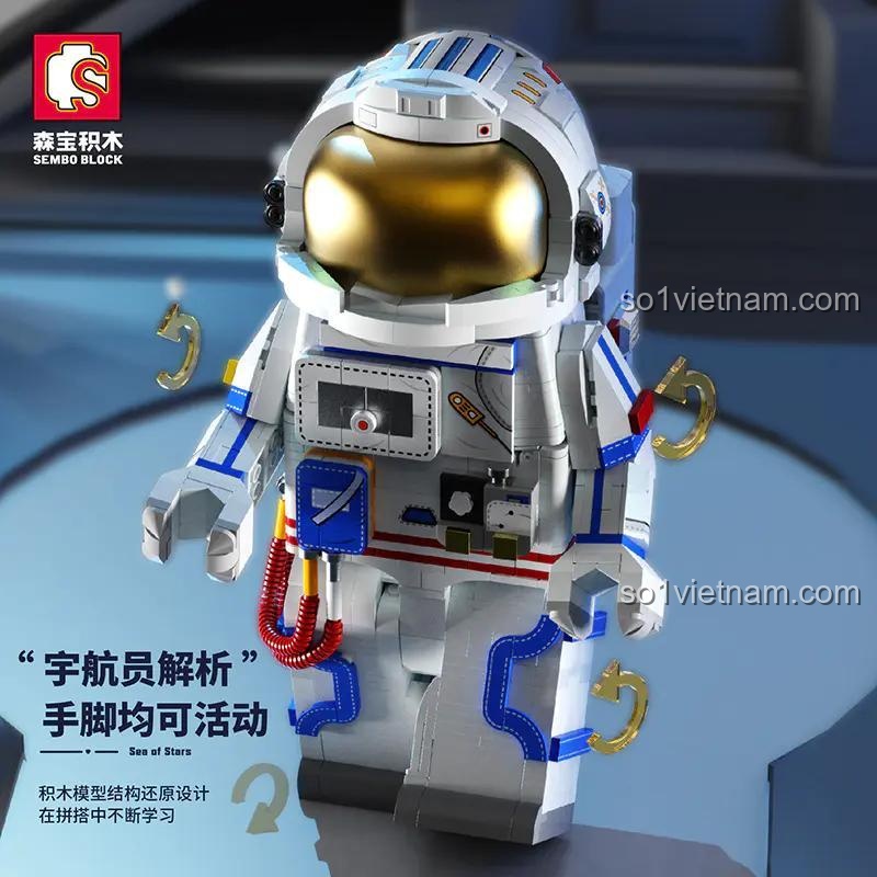 Mô hình phi hành gia SEMBO 203330 Sea of Stars với khớp tay chân cử động, đồ chơi lắp ráp STEM cho bé 6 tuổi