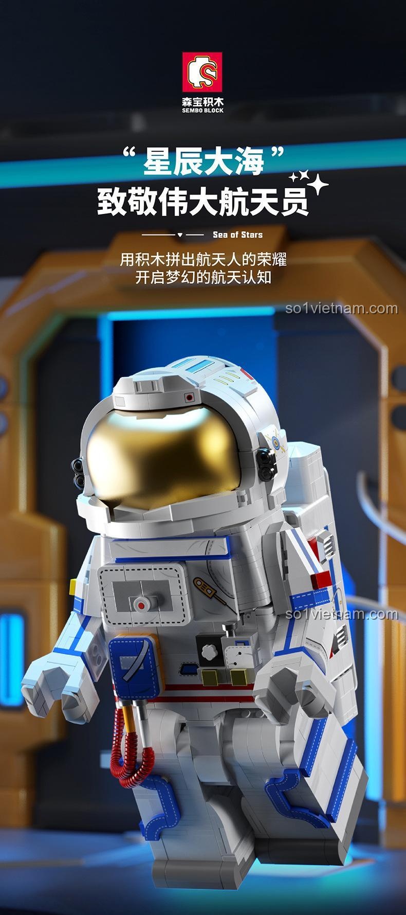 Mô hình phi hành gia SEMBO 203330 Sea of Stars được trưng bày, đồ chơi lắp ráp STEM cho bé 6 tuổi