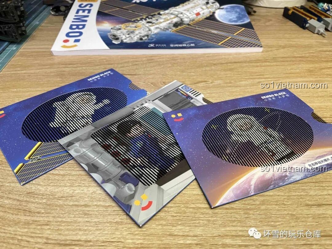 Chi tiết khoang gần của đồ chơi lắp ráp SEMBO 203337 Trạm Vũ trụ Thiên Cung, mô hình có đèn LED, kích thích tư duy cho bé trai