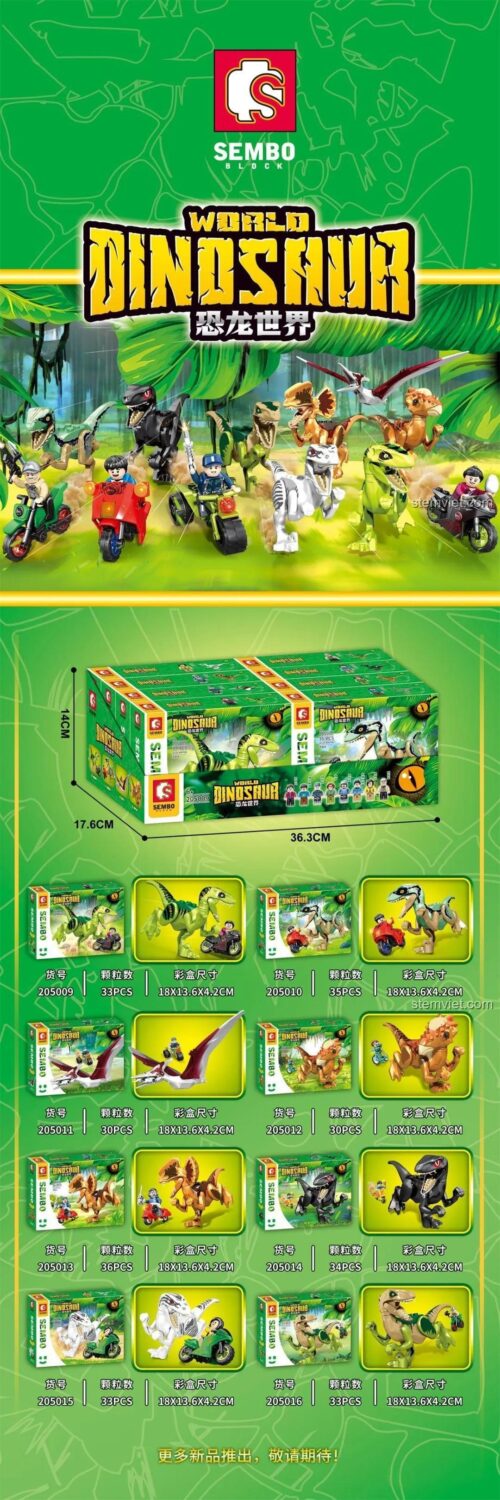 SEMBO 205014 Thế Giới Khủng Long các mẫu khủng long và xe máy