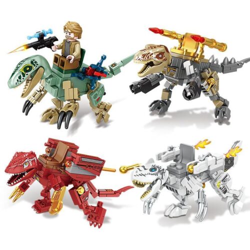 Bộ tứ đồ chơi lắp ráp khủng long cơ giáp SEMBO 205042, món quà cho bé trai 6 tuổi yêu thích robot chiến đấu.