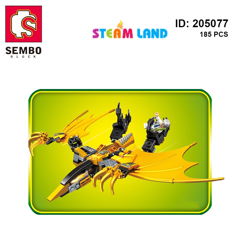 Bộ lắp ghép SEMBO 205077 Robot Khủng Long Bay Pterosaur Cánh Vàng cho bé trai 6 tuổi, giá rẻ.