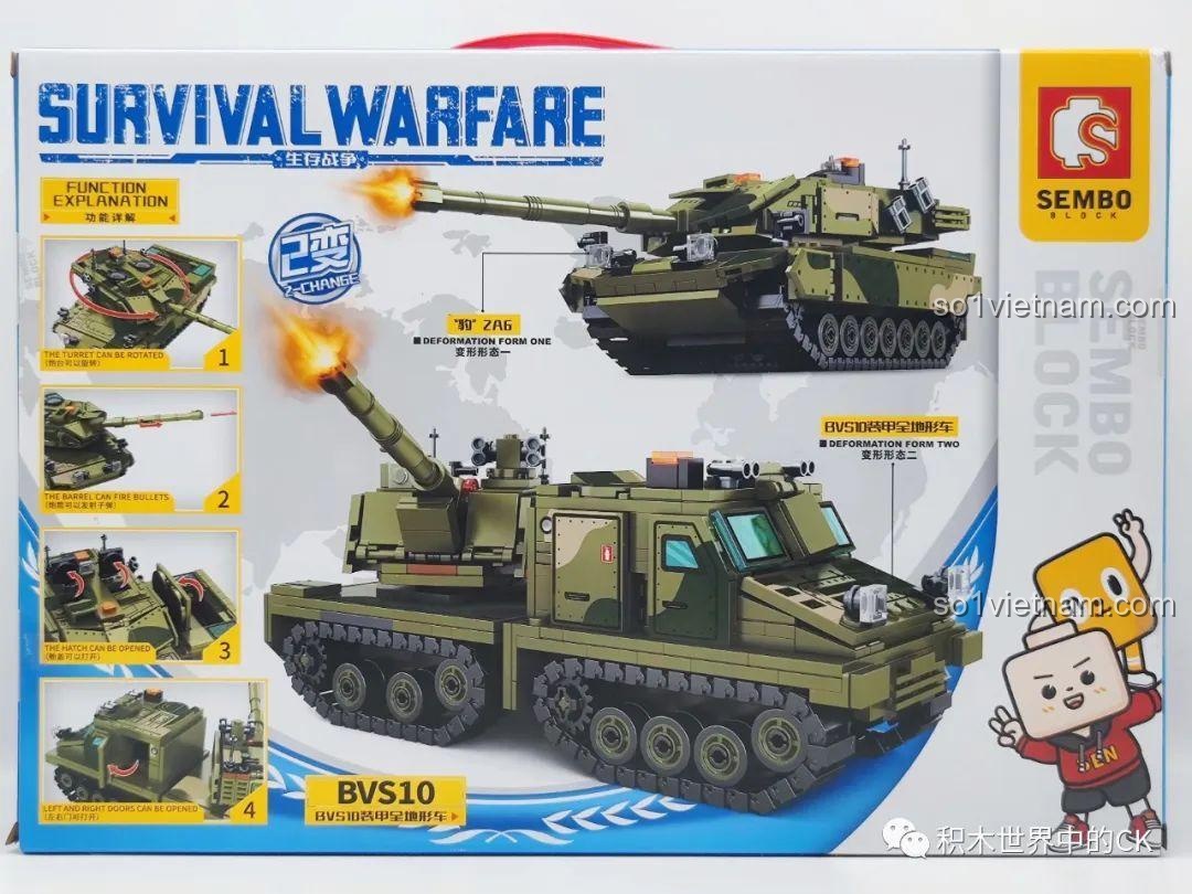 Mặt sau hộp SEMBO 207003 hiển thị thông tin chi tiết về hai mẫu xe có thể lắp ráp.