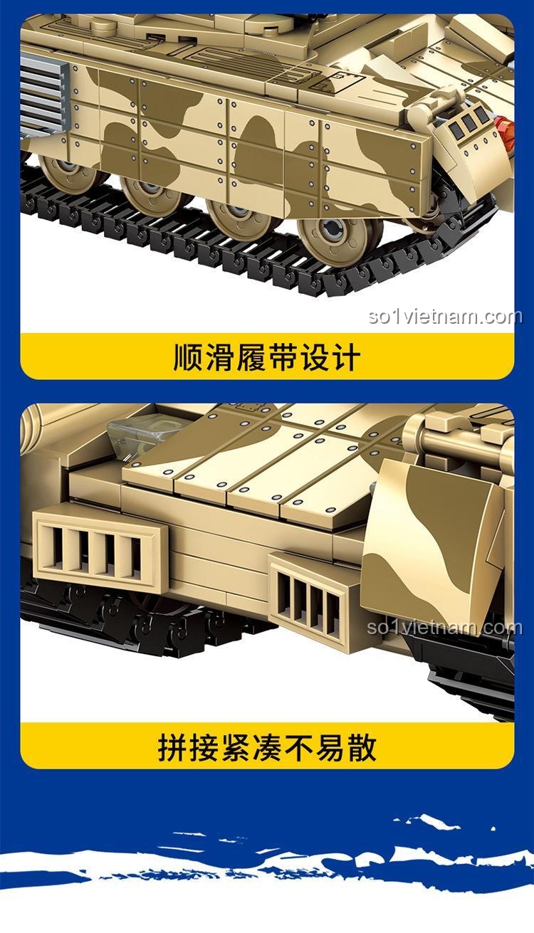 Các mảnh ghép xe tăng T90S Survival Warfare SEMBO 207004 lắp ráp chắc chắn