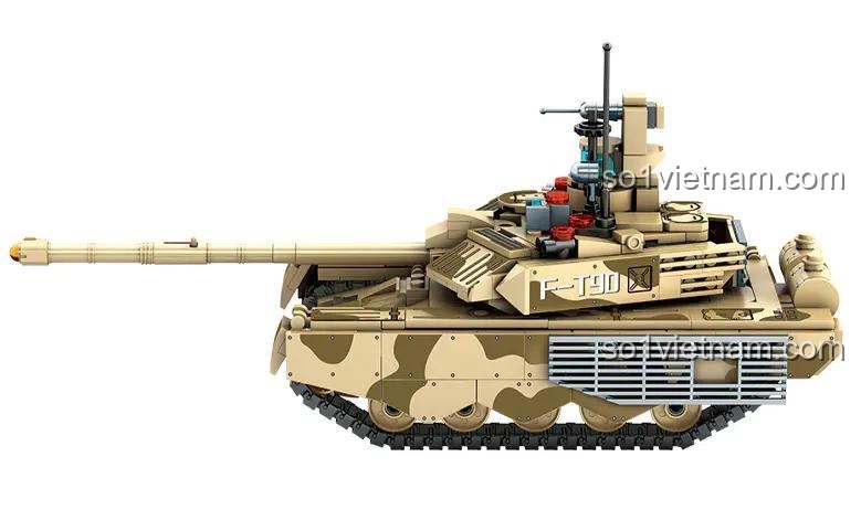 Xe tăng T90S Survival Warfare SEMBO 207004 nhìn từ bên cạnh, có thể lắp ráp thành 2 mẫu