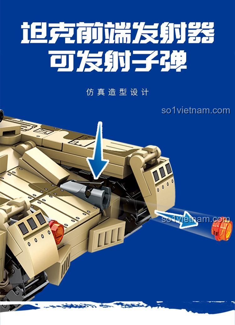 Pháo xe tăng T90S Survival Warfare SEMBO 207004 có thể bắn đạn