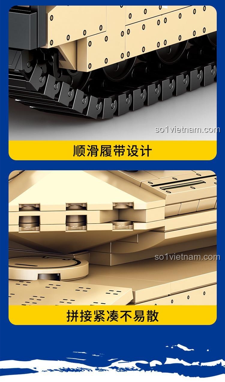 Xe tăng chiến đấu chủ lực Merkava 4 SEMBO 207005, bộ đồ chơi quân sự cho bé trai 6 tuổi, chi tiết, tháp pháo xoay, ống phóng bắn đạn, cửa khoang mở, giá tốt
