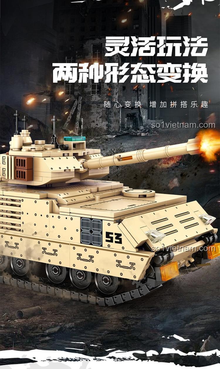 Xe tăng chiến đấu chủ lực Merkava 4 SEMBO 207005, bộ lắp ghép quân sự cho bé trai 6 tuổi, linh hoạt, tháp pháo xoay, ống phóng bắn đạn, giá tốt