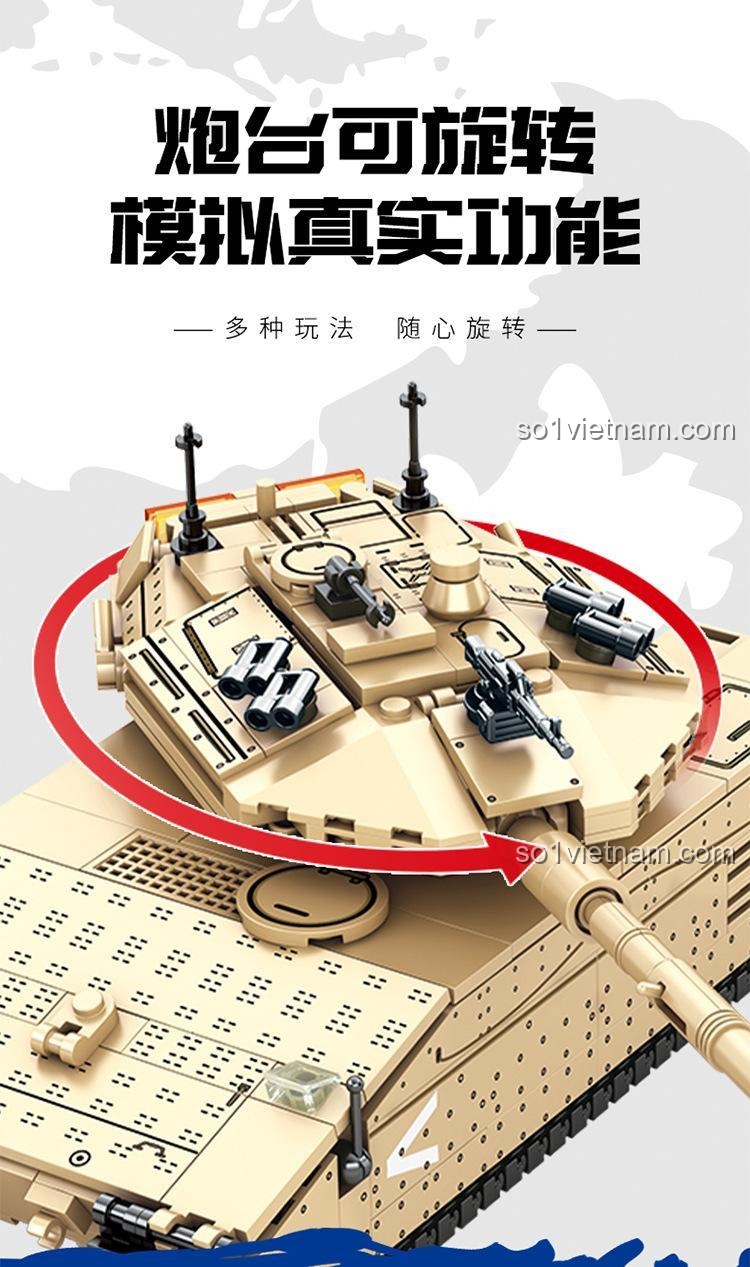 Xe tăng chiến đấu chủ lực Merkava 4 SEMBO 207005, bộ đồ chơi quân sự cho bé trai 6 tuổi, tháp pháo xoay, ống phóng bắn đạn, cửa khoang mở, giá tốt