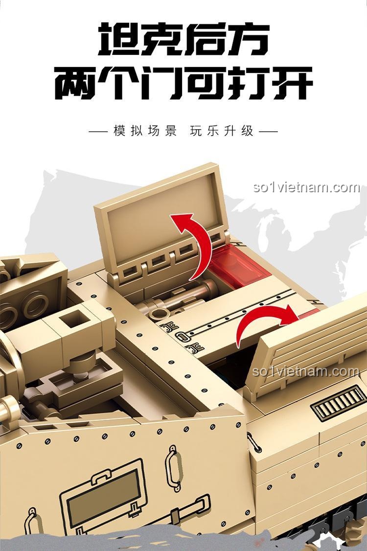 SEMBO 207006 Xe tăng Tiger I Chiến tranh Sinh tồn - Mô hình xe tăng Tiger I màu vàng, chi tiết lắp ghép chắc chắn, phù hợp bé trai 6 tuổi