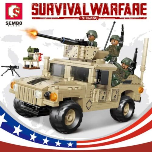 Bộ lắp ghép SEMBO 207121 Xe bọc thép hạng nhẹ Humvee M1114 giá tốt cho bé trai 6 tuổi, mô hình quân sự chi tiết chân thực