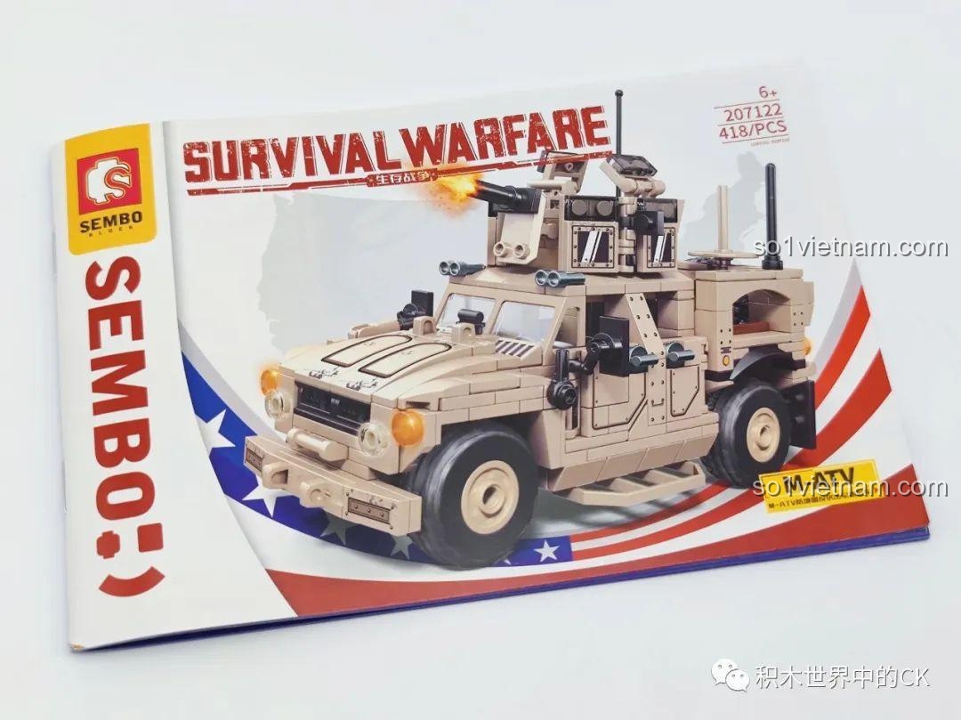 Sách hướng dẫn lắp ráp chi tiết của bộ xếp hình Xe Chống Mìn M-ATV SEMBO 207122.