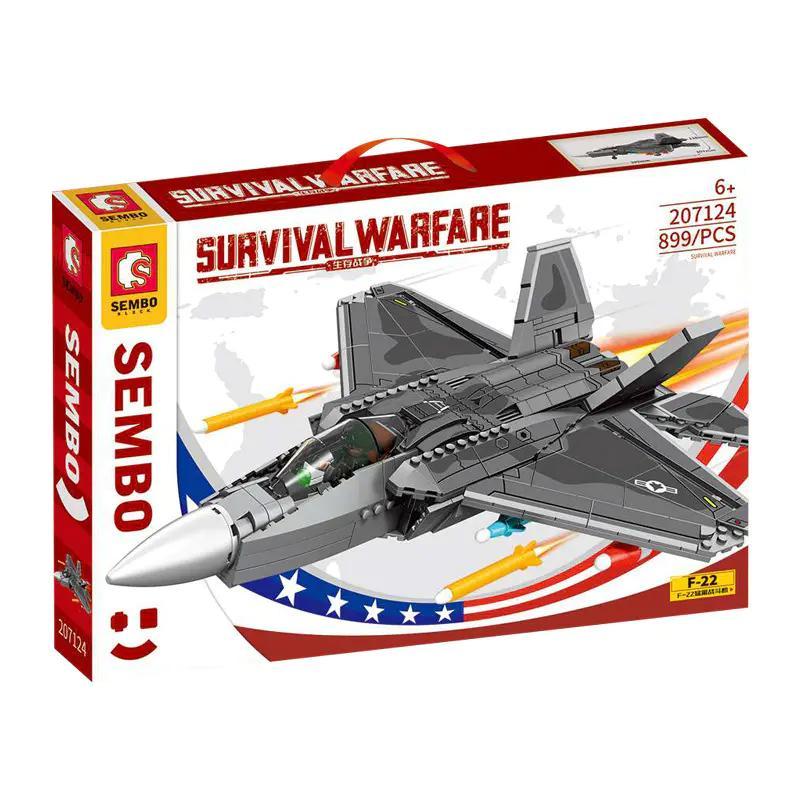 Bộ lắp ghép SEMBO 207124 Máy bay chiến đấu F-22 Raptor giá tốt, đồ chơi lắp ráp F-22 Raptor cho bé trai 6 tuổi, chất lượng cao.