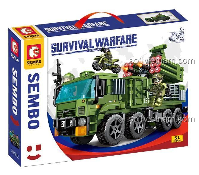 Hộp sản phẩm bộ lắp ghép SEMBO 207202 Xe Phòng Không S1 KAIJIA, 563 chi tiết, đồ chơi mô hình quân sự cho bé trai 6 tuổi, giá rẻ, tương thích LEGO®.