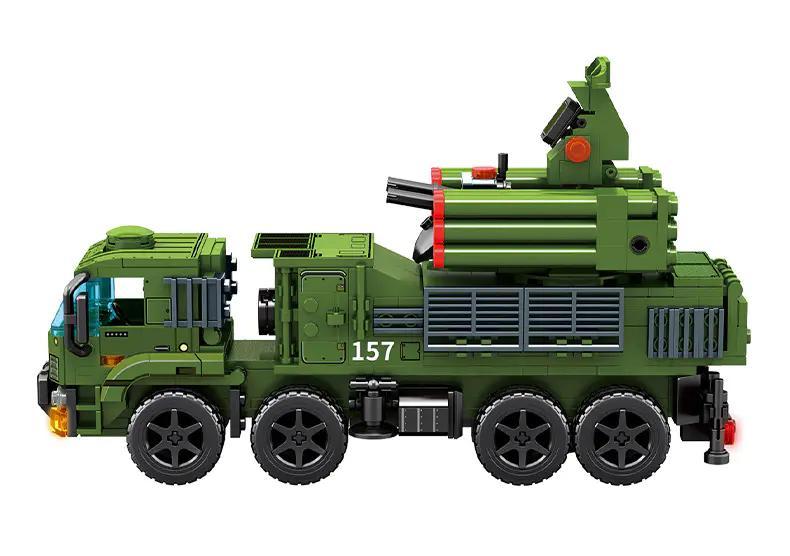 Bộ đồ chơi SEMBO 207202 Xe Phòng Không S1 KAIJIA, mô hình xe quân sự phòng không màu xanh lá, 563 mảnh ghép, đồ chơi lắp ráp giá tốt cho bé trai 6 tuổi, phát triển tư duy sáng tạo.