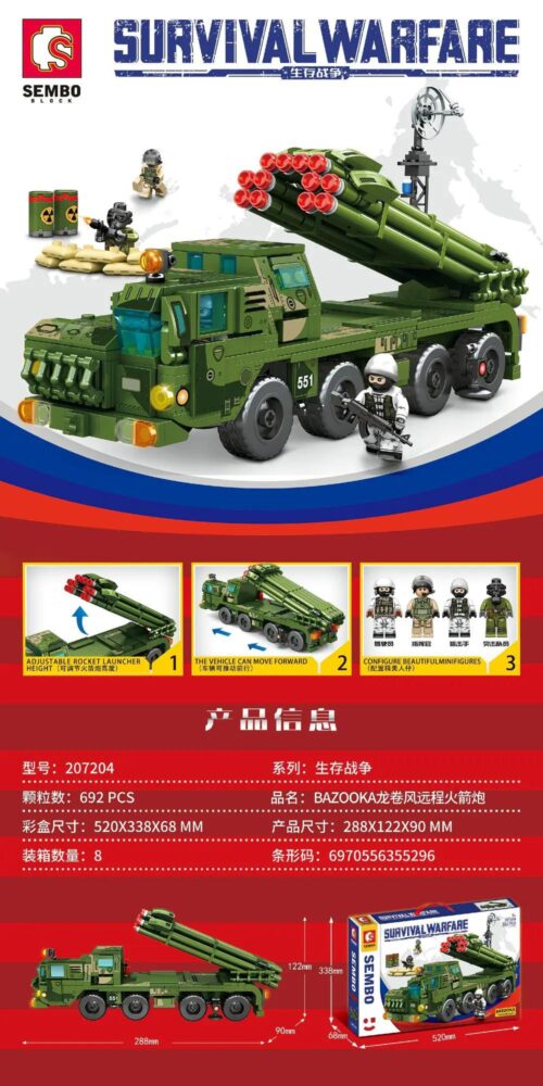 Bộ lắp ghép Xe Tải Quân Sự Phóng Tên Lửa, đồ chơi lắp ráp SEMBO cho bé trai 6 tuổi, giá tốt.