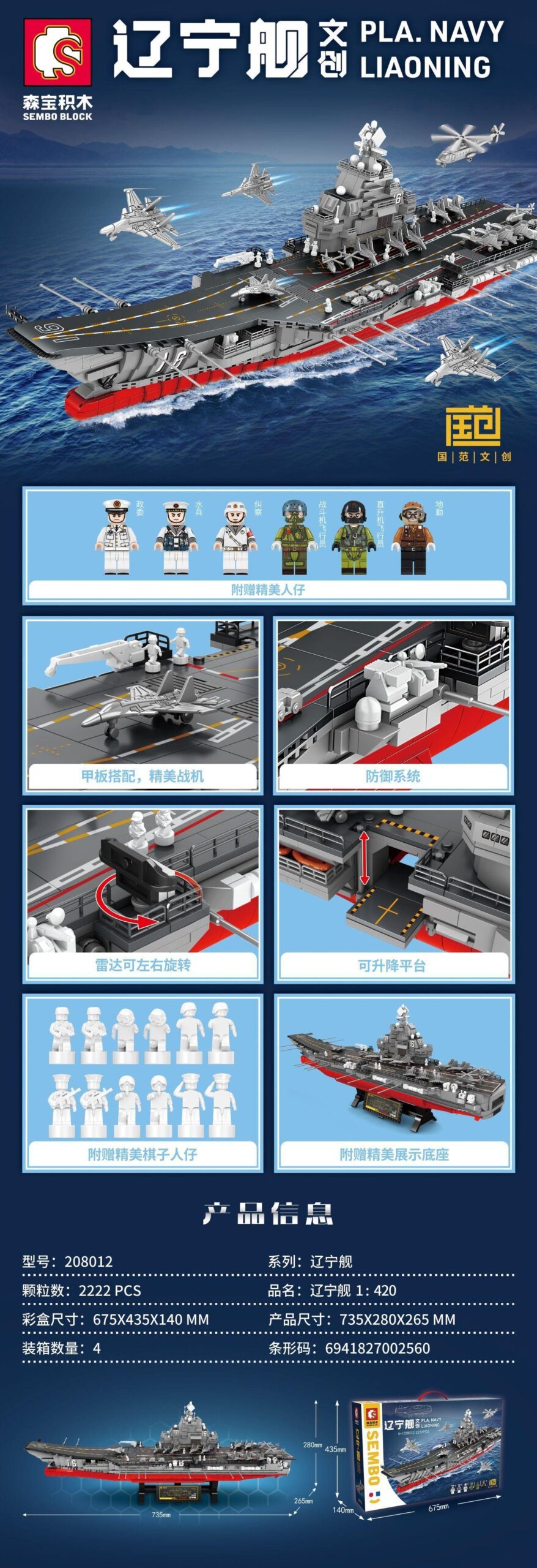 Mô hình Tàu sân bay Liêu Ninh SEMBO 208012 - Tổng thể