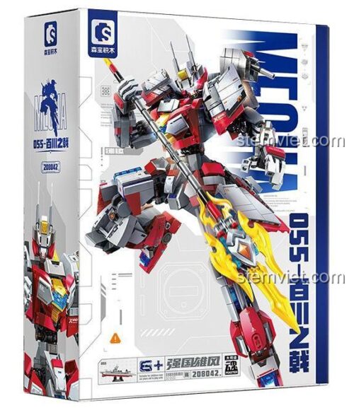 Hộp đồ chơi lắp ráp SEMBO 208042 Mô Hình Mech Chiến Hạm 055, bộ xếp hình Chiến Hạm 055 Biến Hình Mech với thiết kế ấn tượng, phù hợp con trai 6 tuổi.