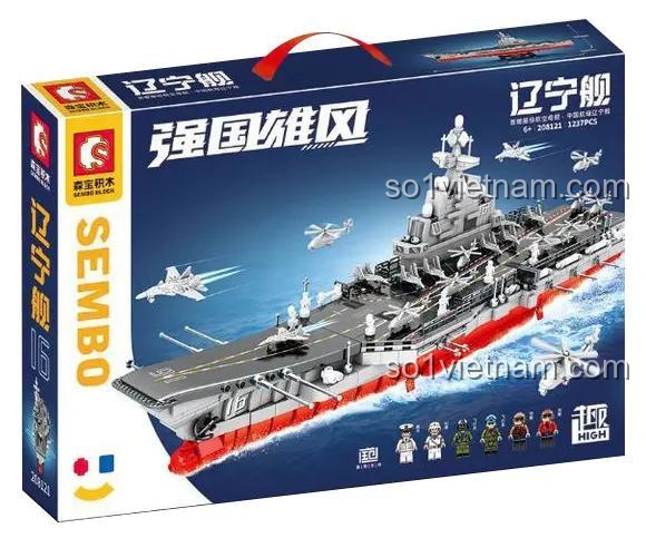 Hộp đồ chơi mô hình Sembo 208121 Tàu sân bay Liêu Ninh, quà tặng cho con trai 6 tuổi