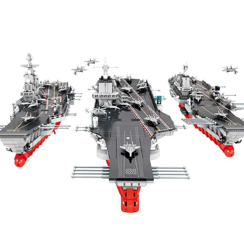 Bộ lắp ráp Bộ ba tàu sân bay Trung Quốc Sembo 208122, mô hình tàu chiến hải quân cho bé trai 6 tuổi, giá rẻ.