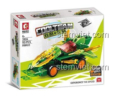 đồ chơi xếp hình SEMBO 2816 xe đua Storm Blade, một phần của bộ sưu tập Cool Team, có động cơ kéo lùi.