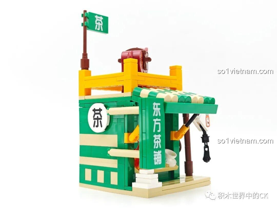 Chi tiết mô hình tiệm trà hoa nhài SEMBO 301094 Oriental Leaf, mặt trước