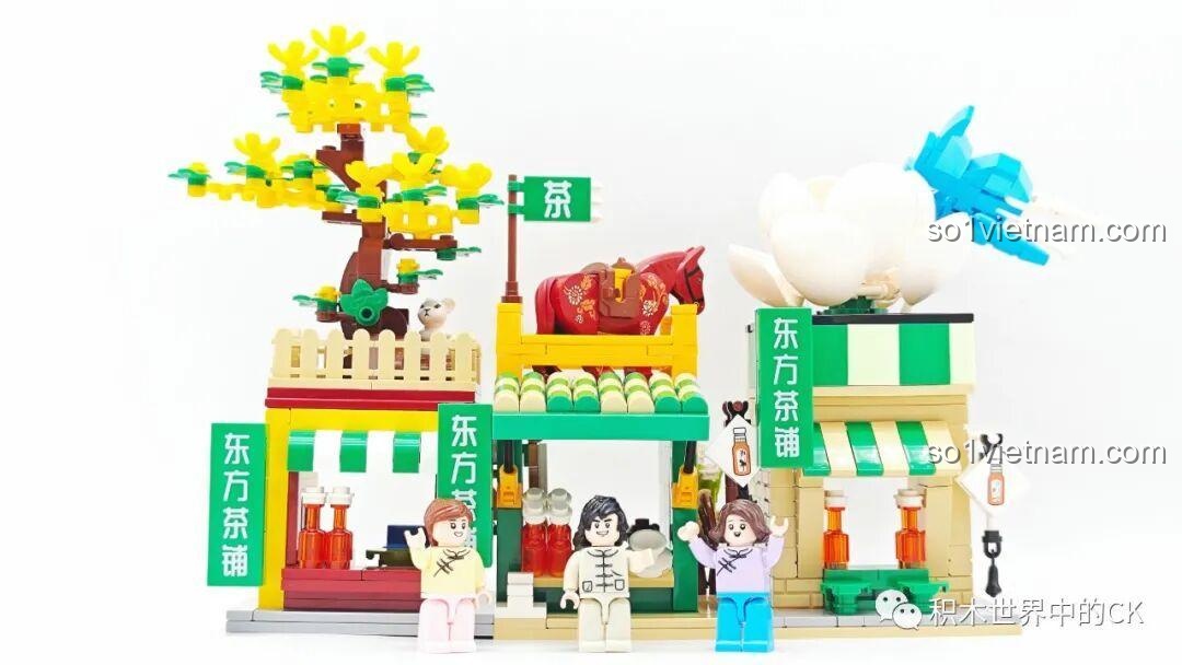 Chi tiết chú bướm xanh trên đỉnh mô hình SEMBO 301094 Oriental Leaf