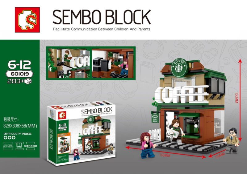 Bộ lắp ghép Quán Cà Phê Starbucks SEMBO 601019, đồ chơi mô hình giá rẻ cho bé gái 6 tuổi, rèn luyện sự khéo léo.