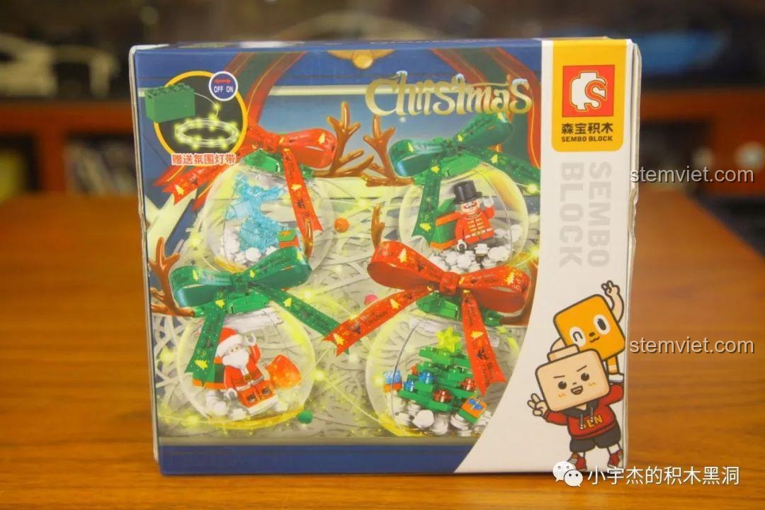 Bộ 4 Quả Cầu Pha Lê Giáng Sinh SEMBO 601155A - Người lính Nutcracker