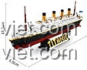 Mô hình lắp ghép Tàu Titanic SEMBO 601187 đã hoàn thiện, thể hiện kích thước thực tế 64x6.9x18.3 cm, đồ chơi mô hình chất lượng cao.