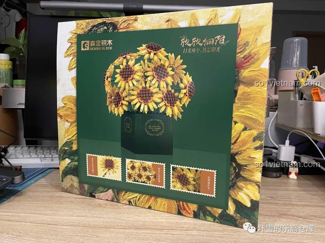 Hộp quà bó hoa hướng dương lắp ráp SEMBO 601223 với thiết kế rực rỡ, thu hút ánh nhìn, là món quà ý nghĩa cho bé gái.