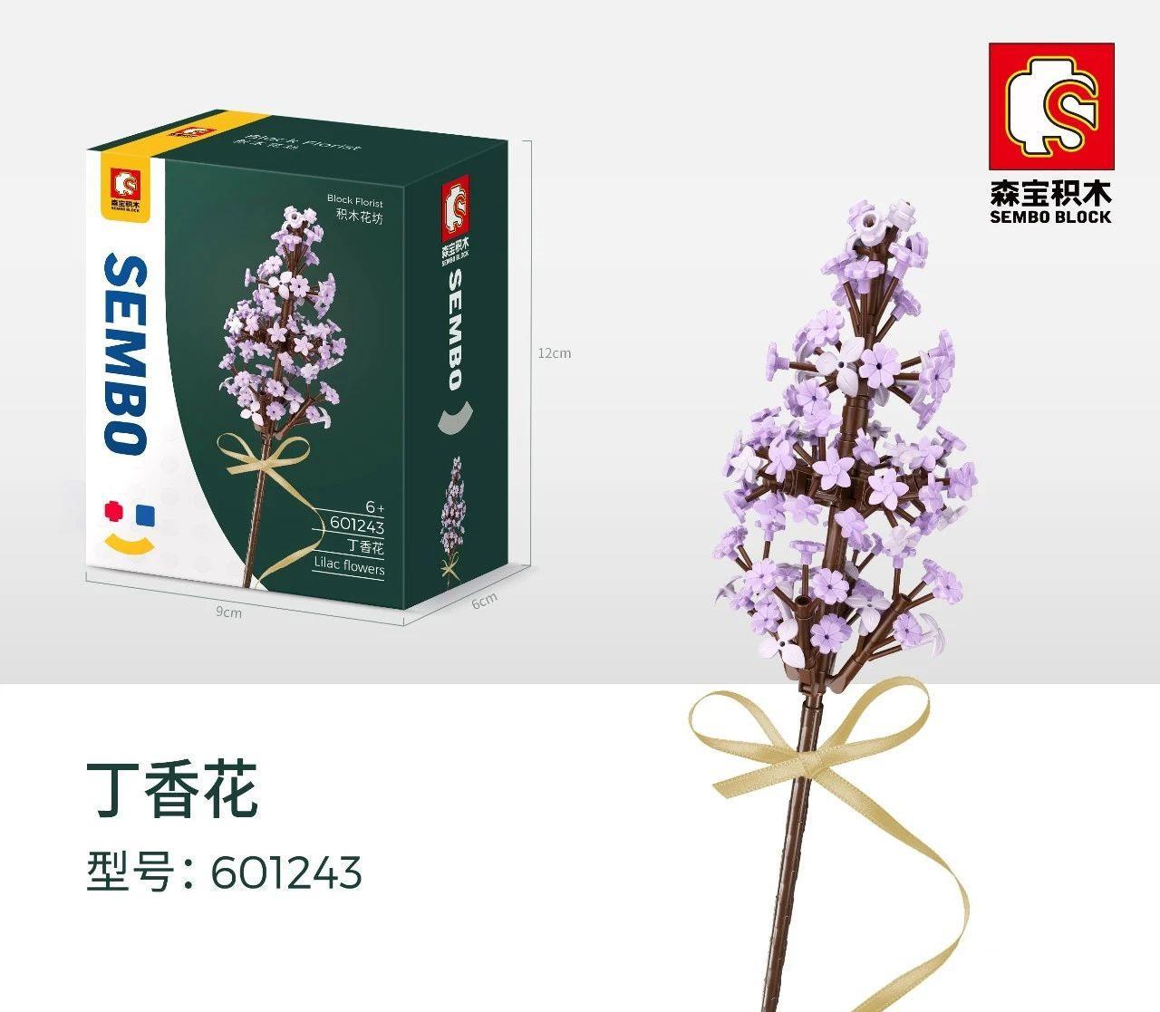 Bộ lắp ghép Hoa Đinh Hương SEMBO 601243, mô hình hoa lilac màu tím mộng mơ, quà tặng ý nghĩa cho bé gái 6 tuổi, giá rẻ.