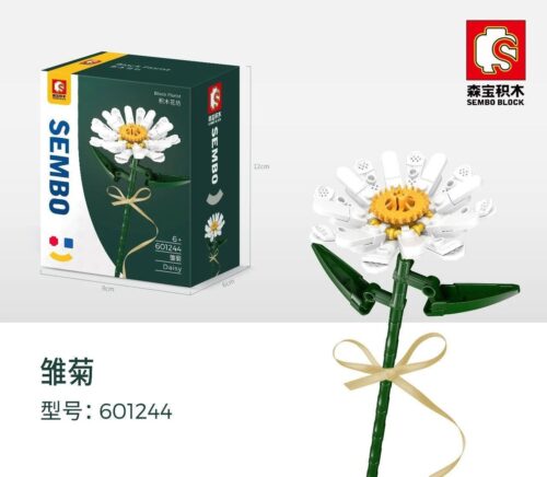 Bộ lắp ghép Hoa Cúc Họa Mi SEMBO 601244, món quà ý nghĩa cho bé gái 6 tuổi, giá rẻ. Mô hình hoa cúc trắng tinh khôi trang trí bàn học.