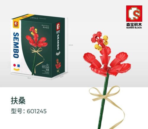 Bộ lắp ghép hoa Dâm Bụt SEMBO 601245, món đồ chơi xếp hình sáng tạo cho con gái 6 tuổi, giá rẻ. Mô hình hoa trang trí đẹp mắt.