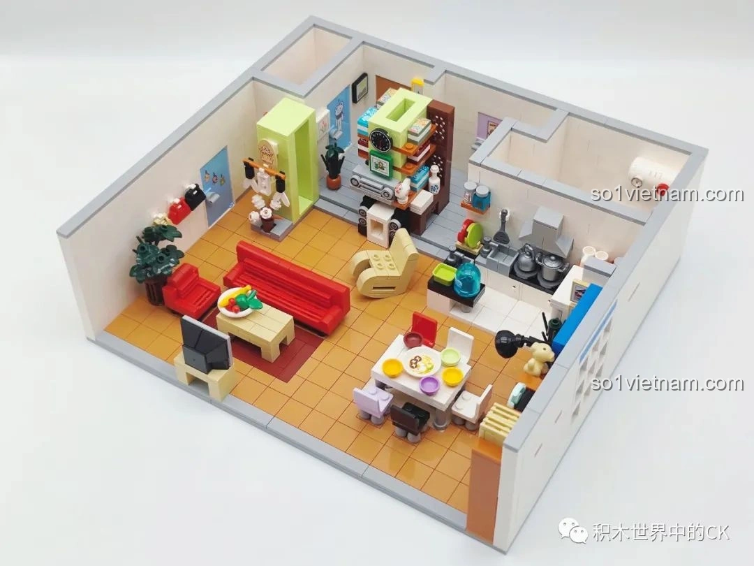 Mô hình hoàn chỉnh đồ chơi lắp ghép Căn hộ Gia Hữu Nhi Nữ SEMBO 601310 nhìn từ trên cao.