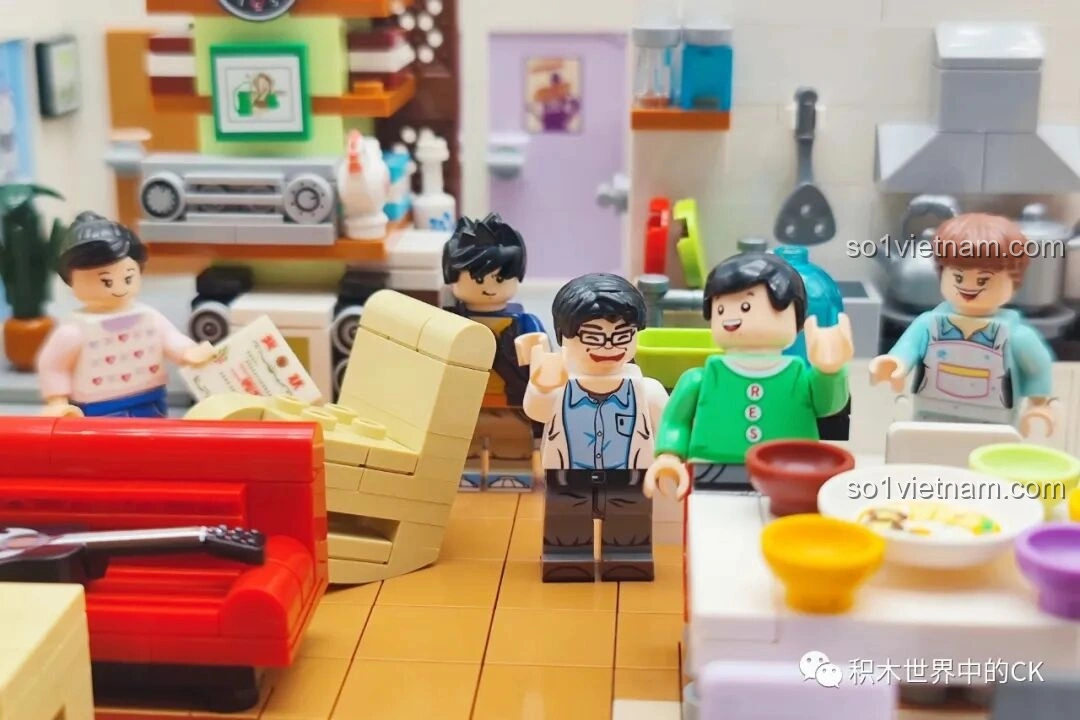 Mô hình hoàn chỉnh đồ chơi lắp ghép Căn hộ Gia Hữu Nhi Nữ SEMBO 601310 với tất cả phụ kiện.