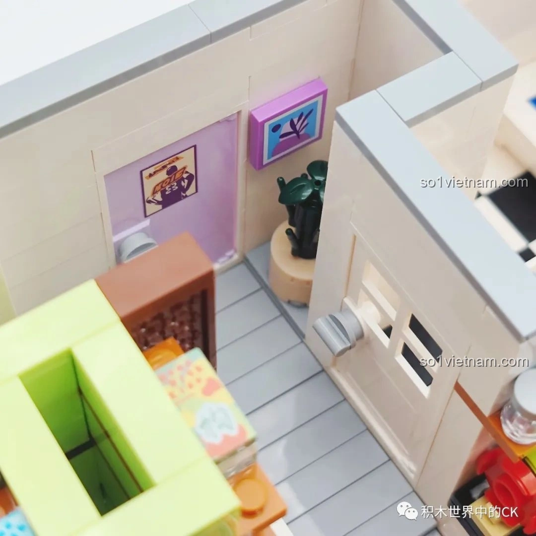 Chi tiết khu vực bếp với đầy đủ tiện nghi trong đồ chơi xây dựng Căn hộ Gia Hữu Nhi Nữ SEMBO 601310.