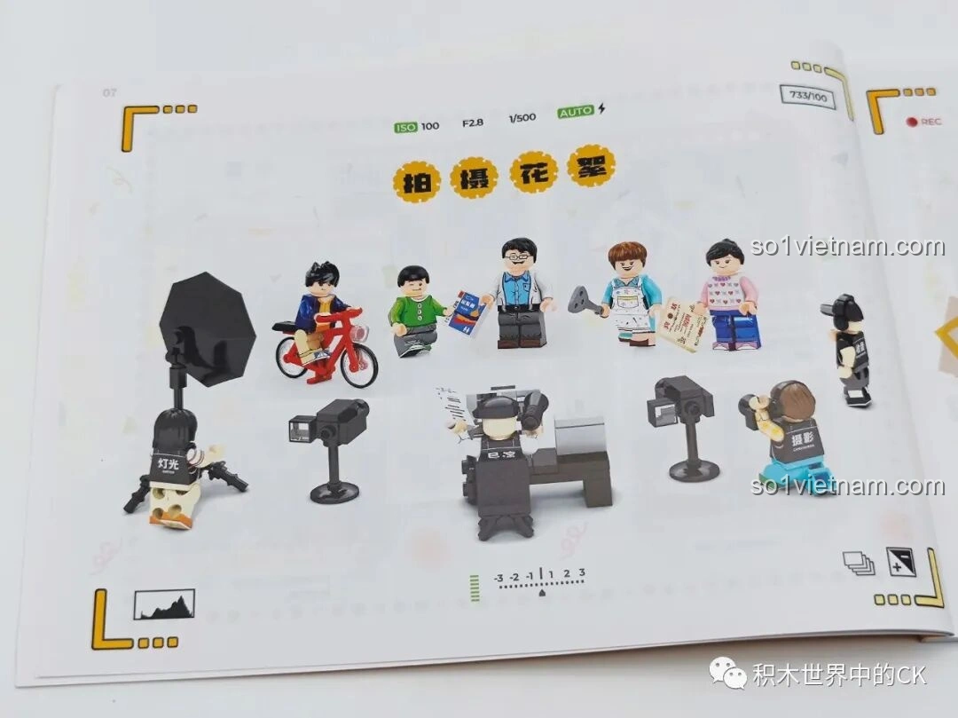 Trang giới thiệu ekip làm phim và nhân vật trong sách hướng dẫn đồ chơi xây dựng Căn hộ Gia Hữu Nhi Nữ SEMBO.