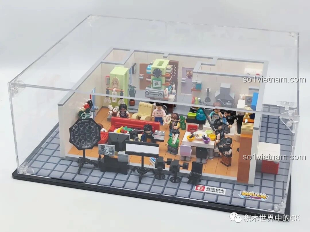 Mô hình đồ chơi xếp hình Căn hộ Gia Hữu Nhi Nữ SEMBO 601310 trong hộp trưng bày từ góc trên cao.