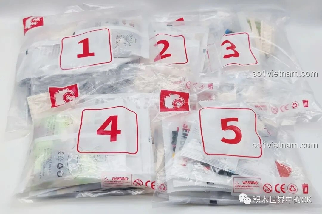 Các túi chi tiết được đánh số của đồ chơi xếp hình Căn hộ Gia Hữu Nhi Nữ SEMBO 601310.