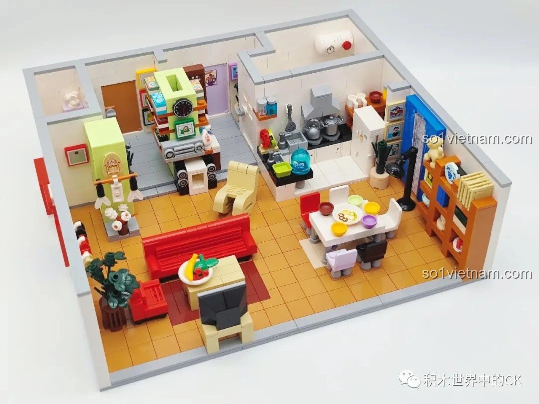 Mô hình hoàn chỉnh bộ Phim trường Gia Hữu Nhi Nữ SEMBO 601310 từ góc nhìn phía sau.