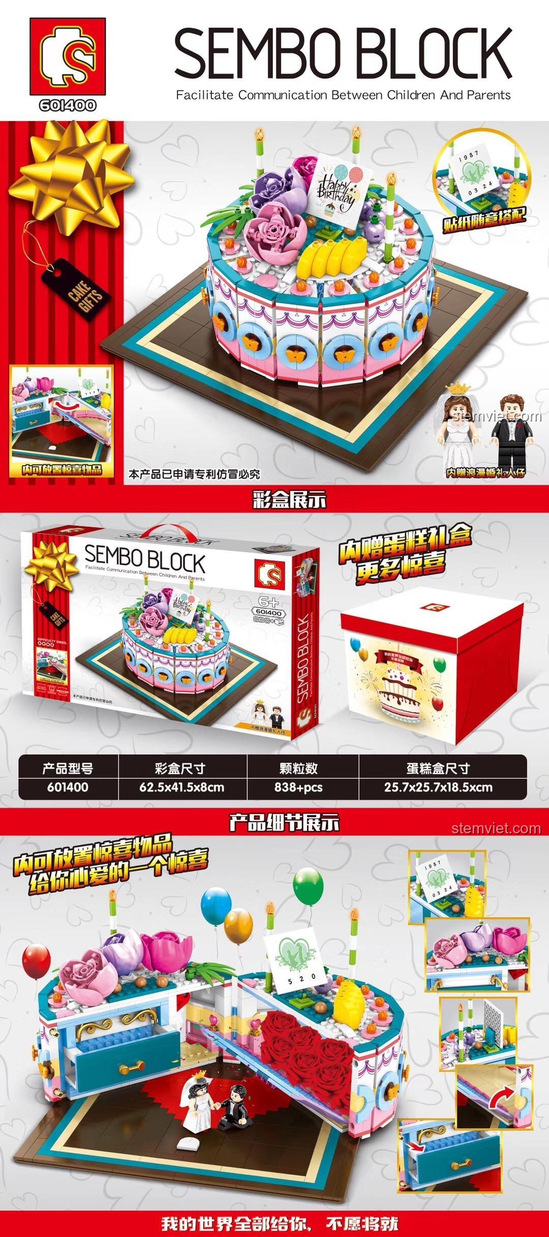 Đồ chơi mô hình Bánh cưới Sembo, đồ chơi xây dựng Mô hình bánh kem 601400, Sembo 601400 Bánh kem, quà tặng bất ngờ cho bé gái 6 tuổi.